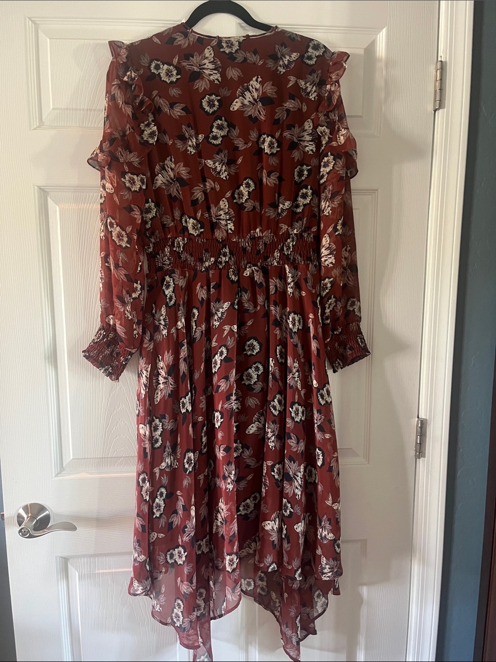 Sam Edelman Rust Floral Ruffle High-Low Dress - Picture 2 of 2